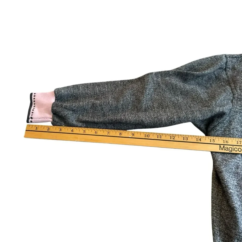 Vintage Gitano‎ Quarter Zip Up Grey And Pink  Pockets Medium